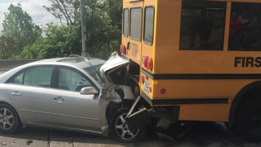 Car and bus accident crash