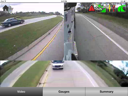 iPad screenshot views of road surrounding the truck