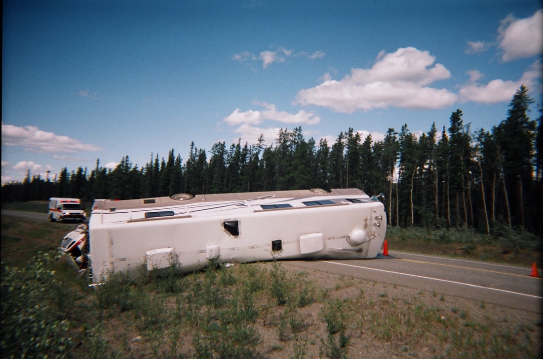 RV motorhome accident rollover